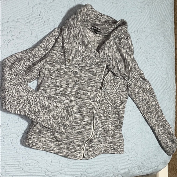 moto style crop heather gray jacket - Picture 4 of 9